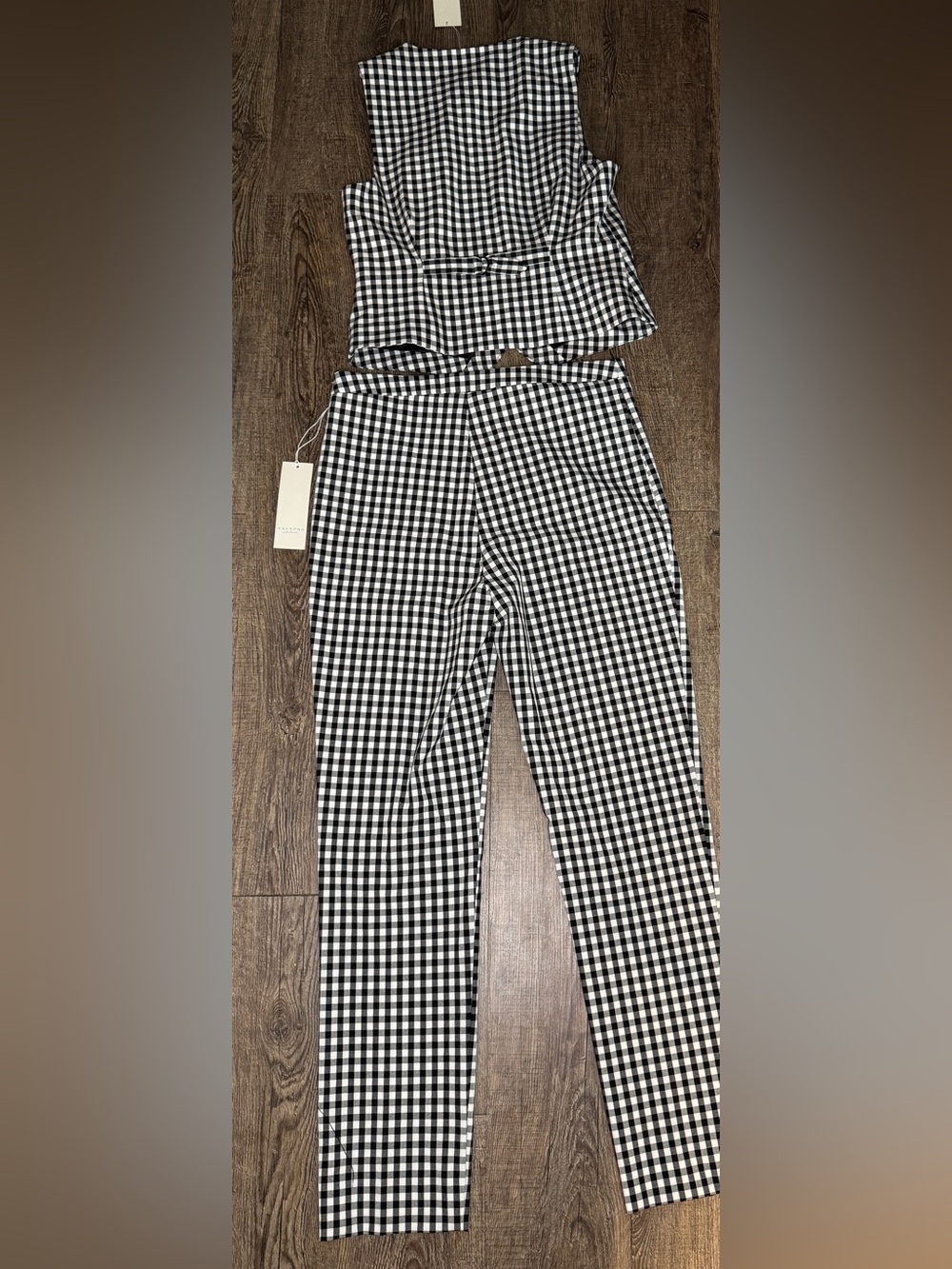 Calypso St Barth Gingham Vest and Pants Set NWT Black and White Two Piece Set - Picture 2 of 6